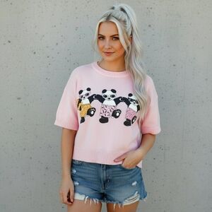 Vtg 80s panda bear swim trunks sunglasses graphic single stitch sweatshirt M-1X